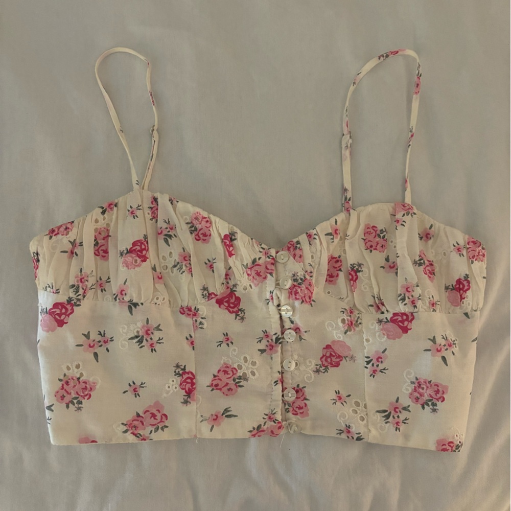 Zara corset floral crop tank